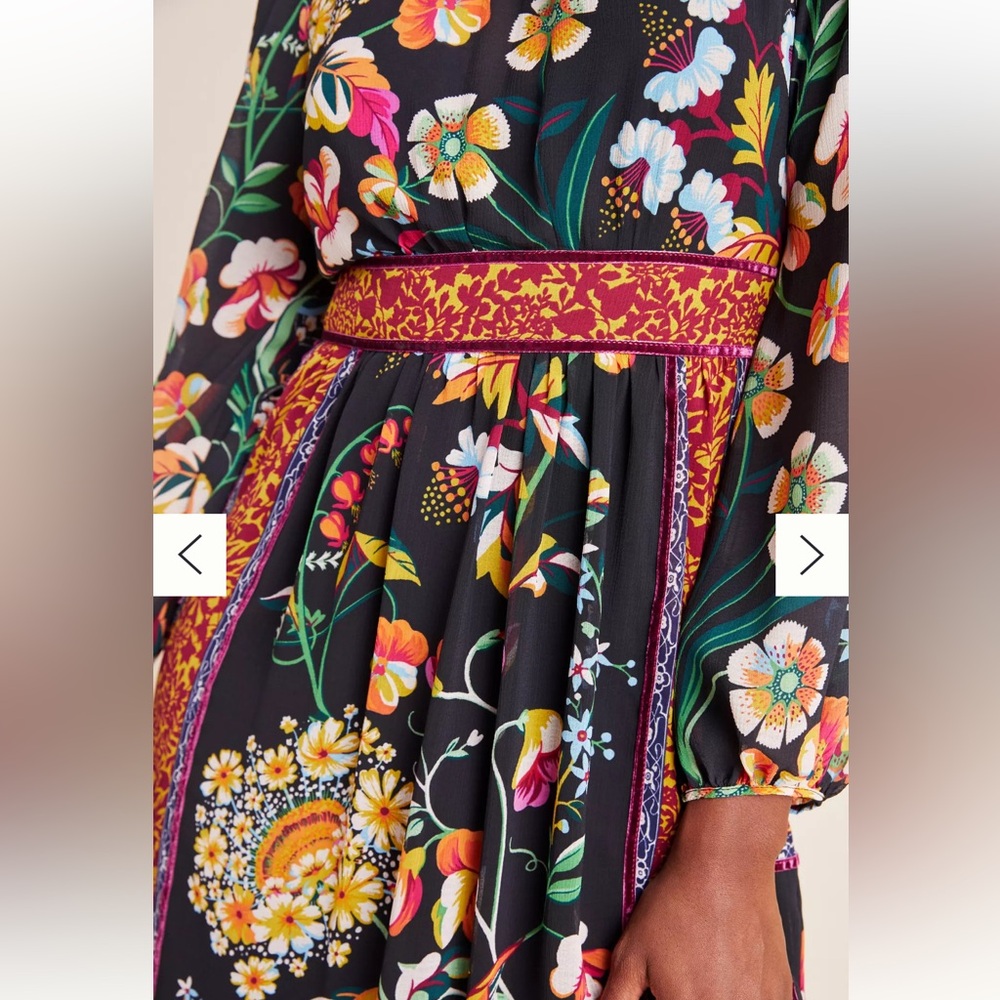 Anthropologie Black and Orange Tiered Sundress with Bishop Sleeves - Picture 4 of 16